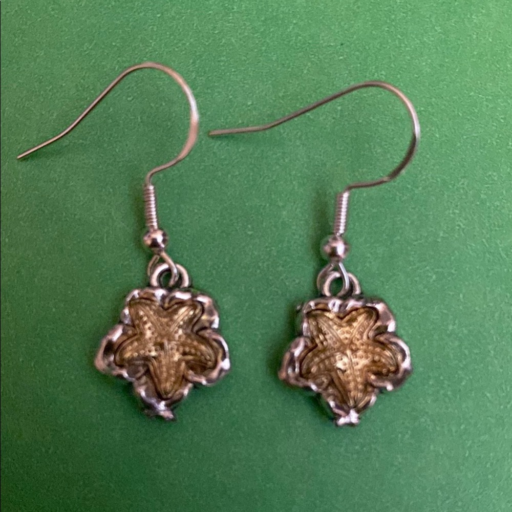 Elegant Silver and Gold Starfish Earrings